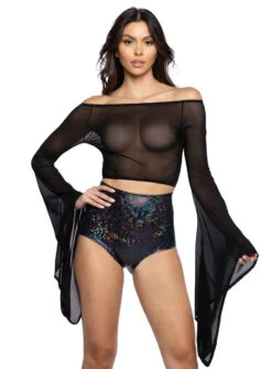 JV-FF118, Mesh Gypsy Sleeve Top -Funky Lingerie Outlet FF118 BLK FF610 BLK FT 18407.1723044611