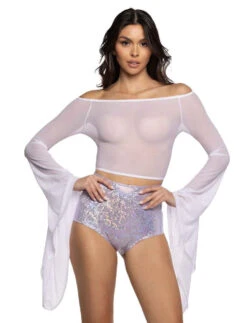 JV-FF118, Mesh Gypsy Sleeve Top -Funky Lingerie Outlet FF118 FF610 WHT FT 53108.1723044617