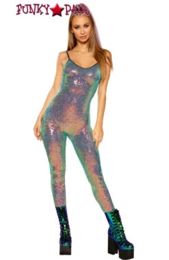 JV-FF143, Rave Apparel Stretch Sequin Catsuit -Funky Lingerie Outlet FF143 WTO FT2 78090.1660674099