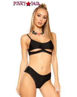 JV-FF270, Glitter Trimmed Strap Rave Top -Funky Lingerie Outlet FF270 BLK FT 03781.1553377791