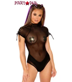 JV-FF278, EDM Gear Lace-up Shoulder Outfit -Funky Lingerie Outlet FF278 BLK FT 90320.1649096329