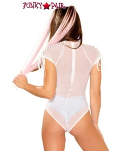JV-FF278, EDM Gear Lace-up Shoulder Outfit -Funky Lingerie Outlet FF278 WHT BK 51889.1649096329