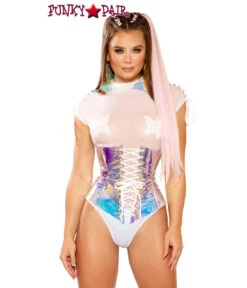 Raver Holographic Vinyl Waist Cincher -Funky Lingerie Outlet FF279 ICE FT 29599.1568854245