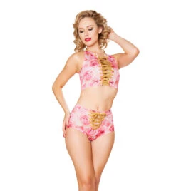 FF413, Rave Rose Lace-Up Crop Top
