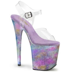 PLEASER FLAMINGO-808NEB, 8 Inch Glittery Metallic Nebula Print Platform Sandal