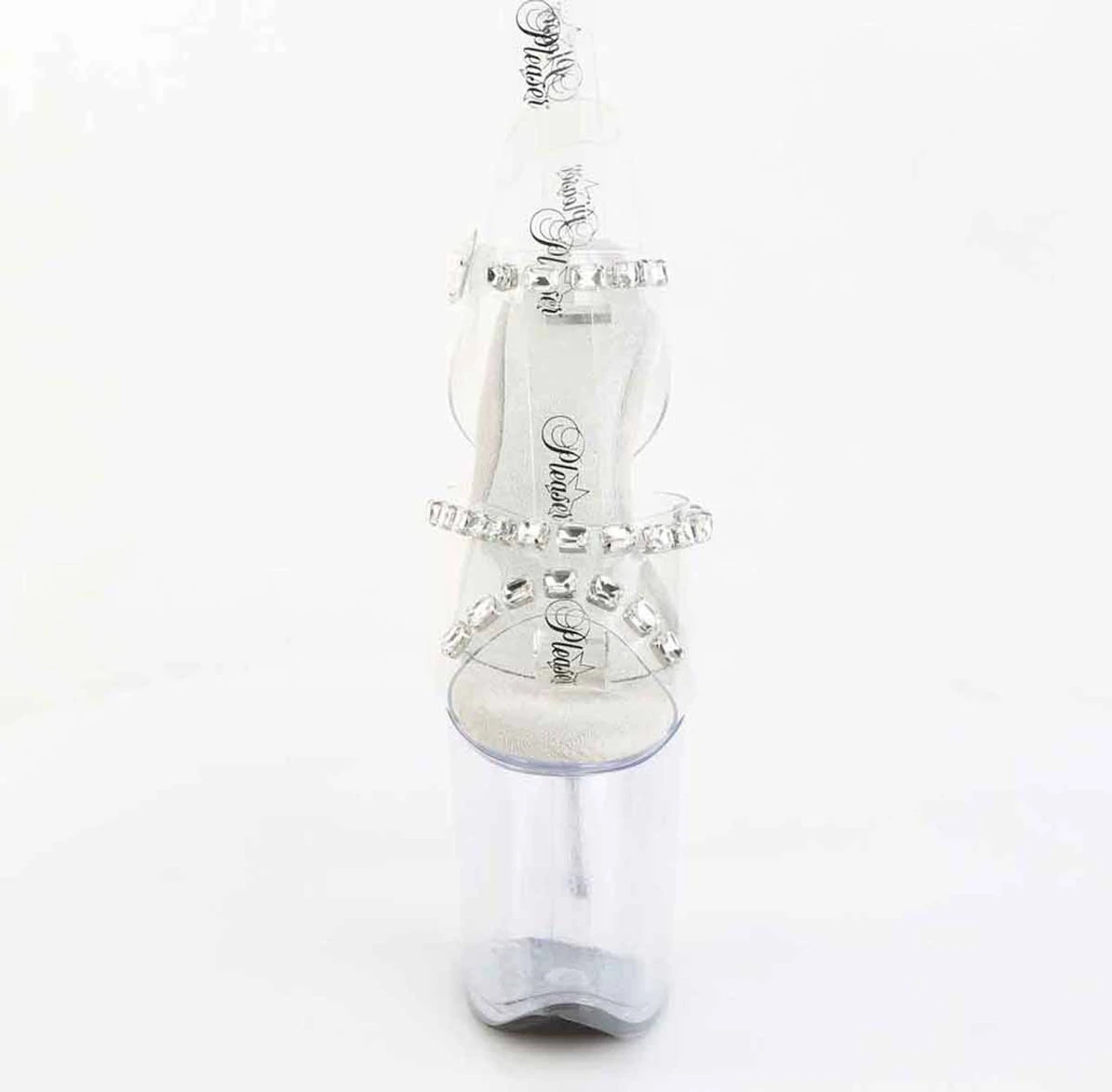 PLEASER FLAMINGO-808PREM-STN, 8" Ankle Strap Sandal With Clear Soft Strap And Crystal Rhinestones 5 PLEASER FLAMINGO-808PREM-STN, 8" Ankle Strap Sandal With Clear Soft Strap And Crystal Rhinestones - Image 3