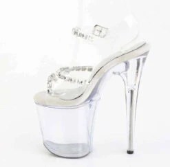 PLEASER FLAMINGO-808PREM-STN, 8" Ankle Strap Sandal With Clear Soft Strap And Crystal Rhinestones 11 PLEASER FLAMINGO-808PREM-STN, 8" Ankle Strap Sandal With Clear Soft Strap And Crystal Rhinestones -Funky Lingerie Outlet FLAMINGO 808PREM STN C M05 85341.1744299480