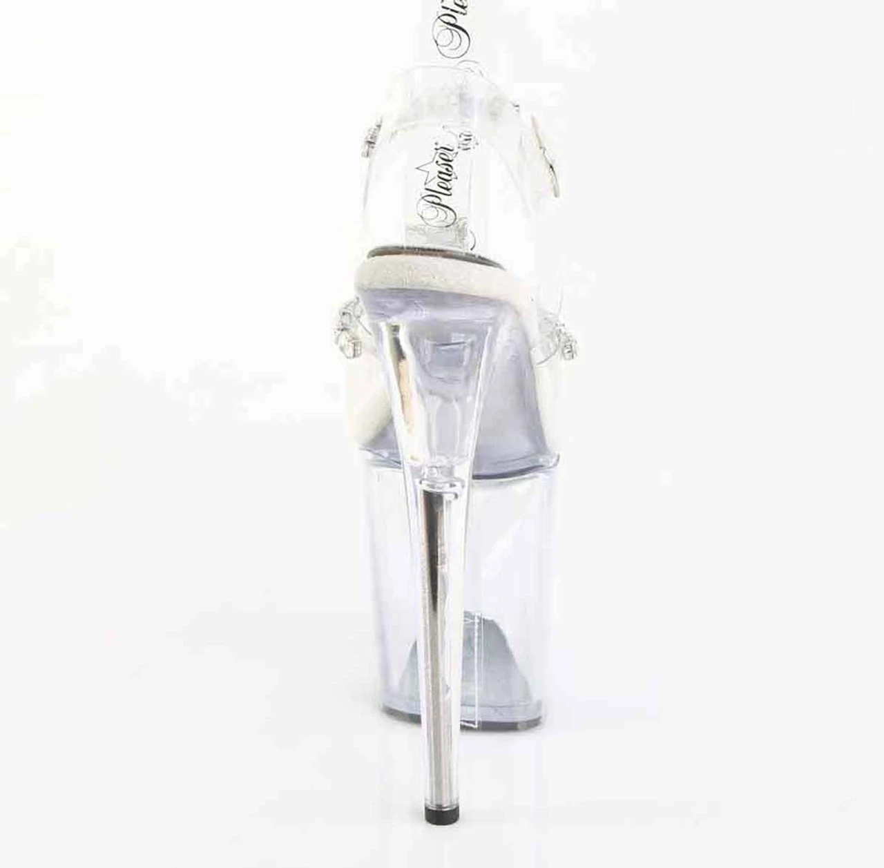 PLEASER FLAMINGO-808PREM-STN, 8" Ankle Strap Sandal With Clear Soft Strap And Crystal Rhinestones 6 PLEASER FLAMINGO-808PREM-STN, 8" Ankle Strap Sandal With Clear Soft Strap And Crystal Rhinestones - Image 4