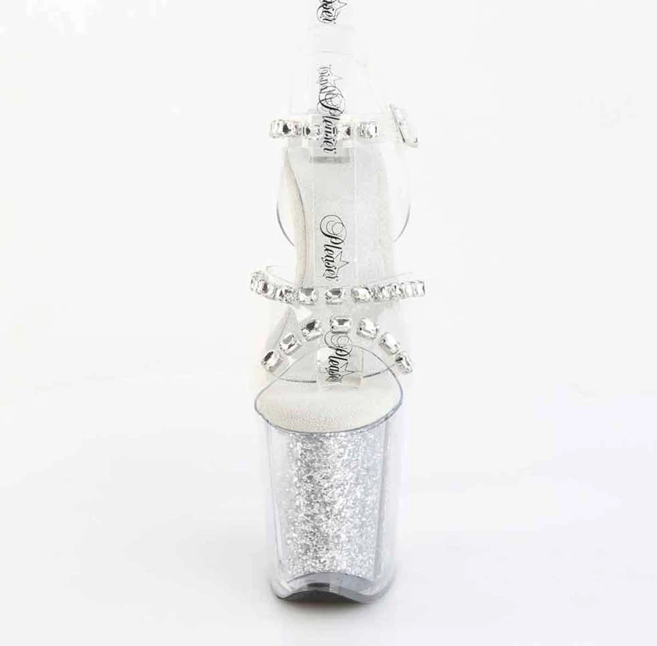 PLEASER FLAMINGO-708PREM-STNG, 8" Ankle Strap Sandal With Crystal Rhinestones And Glitter Insert 5 PLEASER FLAMINGO-708PREM-STNG, 8" Ankle Strap Sandal With Crystal Rhinestones And Glitter Insert - Image 3