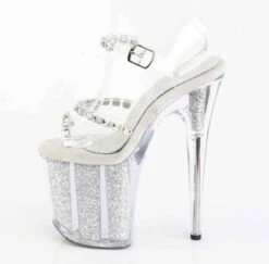 PLEASER FLAMINGO-708PREM-STNG, 8" Ankle Strap Sandal With Crystal Rhinestones And Glitter Insert 11 PLEASER FLAMINGO-708PREM-STNG, 8" Ankle Strap Sandal With Crystal Rhinestones And Glitter Insert -Funky Lingerie Outlet FLAMINGO 808PREM STNG C S05 31782.1744299327