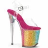 FLAMINGO-808RG-02, 8 Inch Ankle Strap With Rainbow Confetti Glitter By Pleaser -Funky Lingerie Outlet FLAMINGO 808RG 02 99246.1668587910