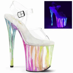PLEASER FLAMINGO-808RG-03, Colorful Zebra Stripe Design On Platform Sandal