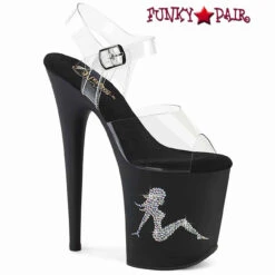 PLEASER FLAMINGO-808TGRS, 8" Rhinestones Trucker Girl Platform Sandal CLEARANCE -Funky Lingerie Outlet FLAMINGO 808TGRS FP 09469.1689236869