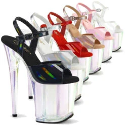 PLEASER FLAMINGO-809HT, 8" Holographic Tint Platform Sandal CLEARANCE