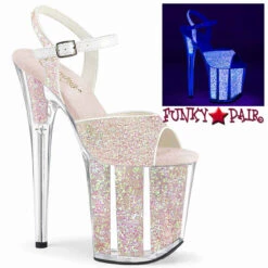 Pleaser | FLAMINGO-810UVG 8" Neon Opal Glitter Platform Sandal -Funky Lingerie Outlet FLAMINGO 810UVG FP 57751.1681673799