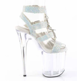 PLEASER FLAMINGO-856RS, 8 Inch Heel Rhinestones Strappy T-Strap Sandal -Funky Lingerie Outlet FLAMINGO 856RS SRS TPU C13 95780.1725430469