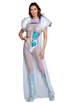 FR108, White/Cosmic Sequin Mesh Catsuit By J. Valentine -Funky Lingerie Outlet FR108 FR118 FR160 WHT FF279 ICE FRONT 66991.1655747926