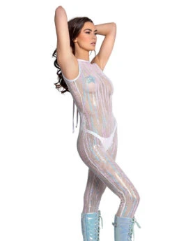 FR108, White/Cosmic Sequin Mesh Catsuit By J. Valentine -Funky Lingerie Outlet FR108 WHT SIDE 74685.1655747926