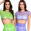 FR128, Astro Sequin Mesh Cap Sleeve Top By J. Valentine -Funky Lingerie Outlet FR128 14423.1656608701