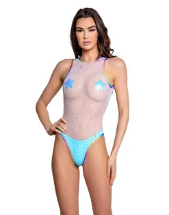 FR146, Holographic Dot Mesh Bodysuit By J. Valentine -Funky Lingerie Outlet FR146 WCN FRONT 80289.1655748275