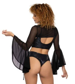 FS-189, Mesh Bell Sleeve Shrug -Funky Lingerie Outlet FS189 BLK JR122 BLK BK 47628.1714932814