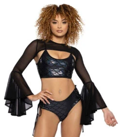 FS-189, Mesh Bell Sleeve Shrug -Funky Lingerie Outlet FS189 BLK JR122 BLK FT 33173.1714933139