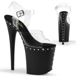 Pleaser | Flamingo-808ABLS, 8 Inch Ankle Strap Platform With Rhinestones