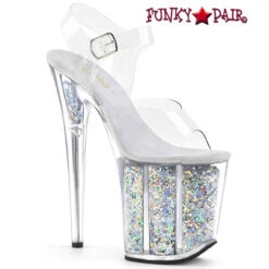 Pleaser | Flamingo-808GF, 8 Inch Heel Glitter Platform Sandal -Funky Lingerie Outlet Flamingo 808GF FP 57116.1681918353