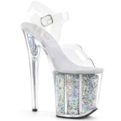 Pleaser | Flamingo-808GF, 8 Inch Heel Glitter Platform Sandal