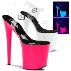 Pleaser | Flamingo-808UV, 8 Inch Ankle Strap UV Sandal