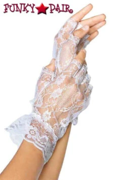 LA-G1205, Fingerless Lace Gloves -Funky Lingerie Outlet G1205 White 03854.1540150226