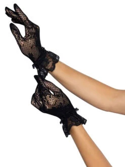 G1206, Floral Lace Wrist Length Gloves By Leg Avenue