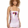 JR-113, Rainbow & Vinyl Lace-Up Mini Dress -Funky Lingerie Outlet JR113 WHT FT 82665.1714927508