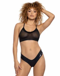 JR-120, Mesh And Ruffle Tank Top -Funky Lingerie Outlet JR118 JR120 BLK FT 89253.1714925821