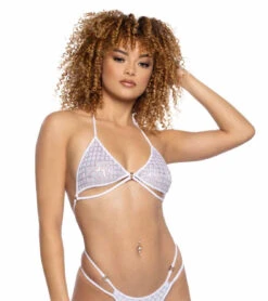 JR-124, Diamond Sequin & Mesh Triangle Top