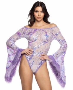 JR-130, Sequin Lace Off The Shoulder Bodysuit