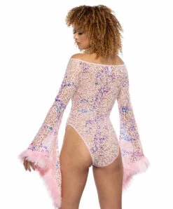 JR-130, Sequin Lace Off The Shoulder Bodysuit -Funky Lingerie Outlet JR130 PPK BK 51645.1714798001