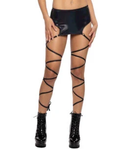 JR-140, Metallic Harness Wrap Skirt -Funky Lingerie Outlet JR140 BLK FT 63584.1714801363
