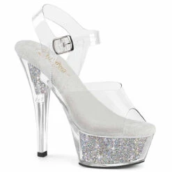 PLEASER KISS-208RSI, 6" Heel Platform Sandal With Rhinestones Insert