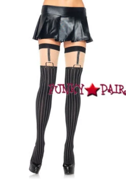 LA-6321, Prinstriped Suspender Stockings