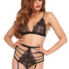 LEG AVENUE LA-81547, Bralette And High Waist Strappy Thong -Funky Lingerie Outlet LA81547 25650.1528269029