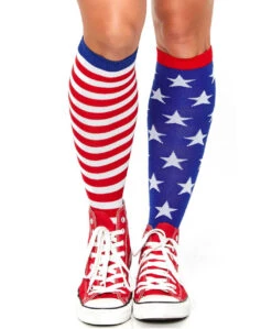 LA-5617, Star And Stripes Knee Highs By Leg Avenue