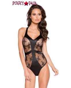 Roma LI259, Satin And Lace Contrast Bodysuit -Funky Lingerie Outlet LI259 28531.1632418200