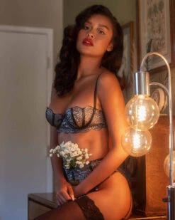 LI404, Metallic Silver Bra And Garter Set By Roma -Funky Lingerie Outlet LI404 ED3 85138.1609269738