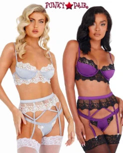 LI406, Embroidered Lace And Satin Bralette Garter Set By Roma -Funky Lingerie Outlet LI406 FP 38748.1629144335