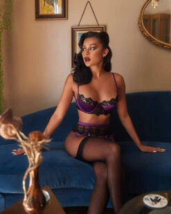 LI406, Embroidered Lace And Satin Bralette Garter Set By Roma -Funky Lingerie Outlet LI406 PP ED2 45968.1629144335