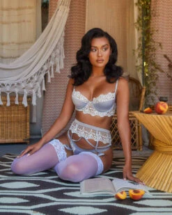 LI406, Embroidered Lace And Satin Bralette Garter Set By Roma -Funky Lingerie Outlet LI406 Slvr ED1 66341.1629144335