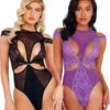 LI420, Lace And Mesh Cutout Teddy By Roma -Funky Lingerie Outlet LI420 85313.1636258905