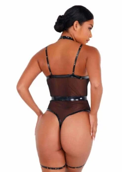 LI435, Vinyl Strappy Bodysuit By Roma -Funky Lingerie Outlet LI435 Blk Back 29472.1660582369