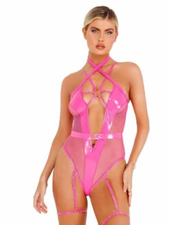 LI435, Vinyl Strappy Bodysuit By Roma -Funky Lingerie Outlet LI435 HP 52117.1660582369